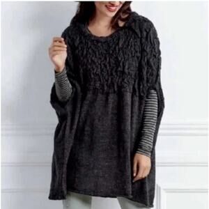 CAbi Womens Waverly Poncho Sweater Size XS Charcoal Gray Wool Mohair #3124